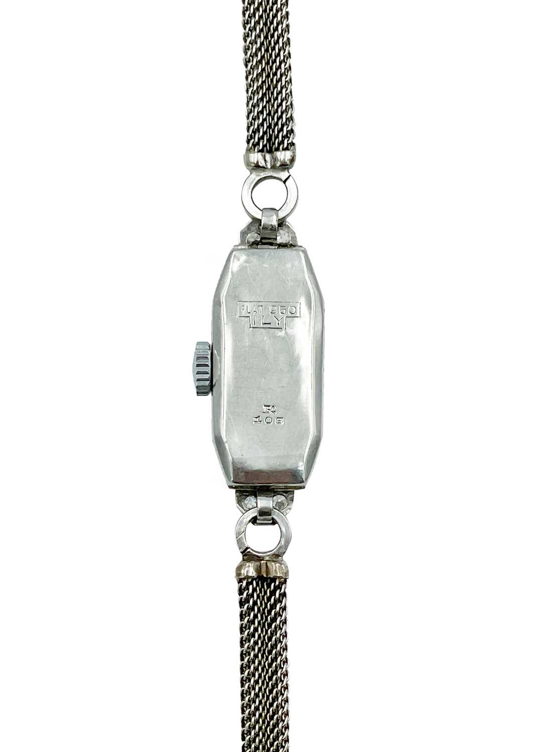 An Art Deco platinum cased, diamond set, lady's manual wind cocktail watch. - Image 2 of 4