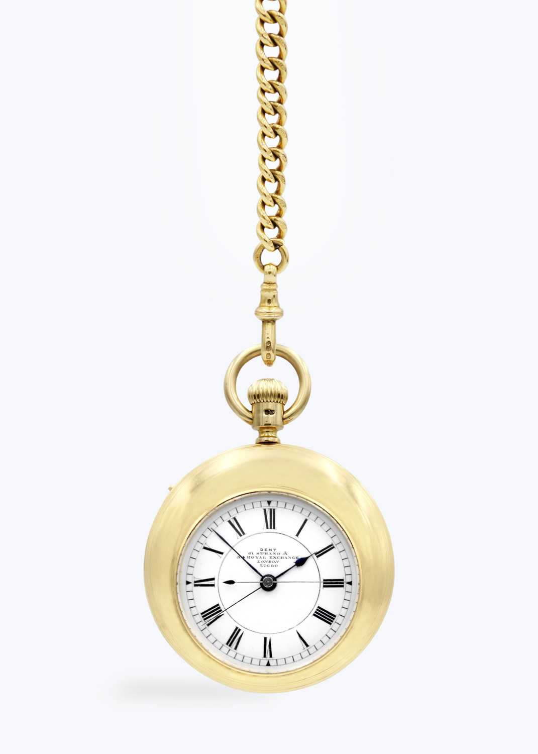 DENT - An unusual 18ct cased chronograph crown wind open face pocket watch, no. 37660. - Image 2 of 12