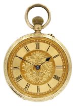 An 18ct cased lady's fob crown wind pocket watch.