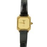 LONGINES - A lady's gold-plated quartz wristwatch.