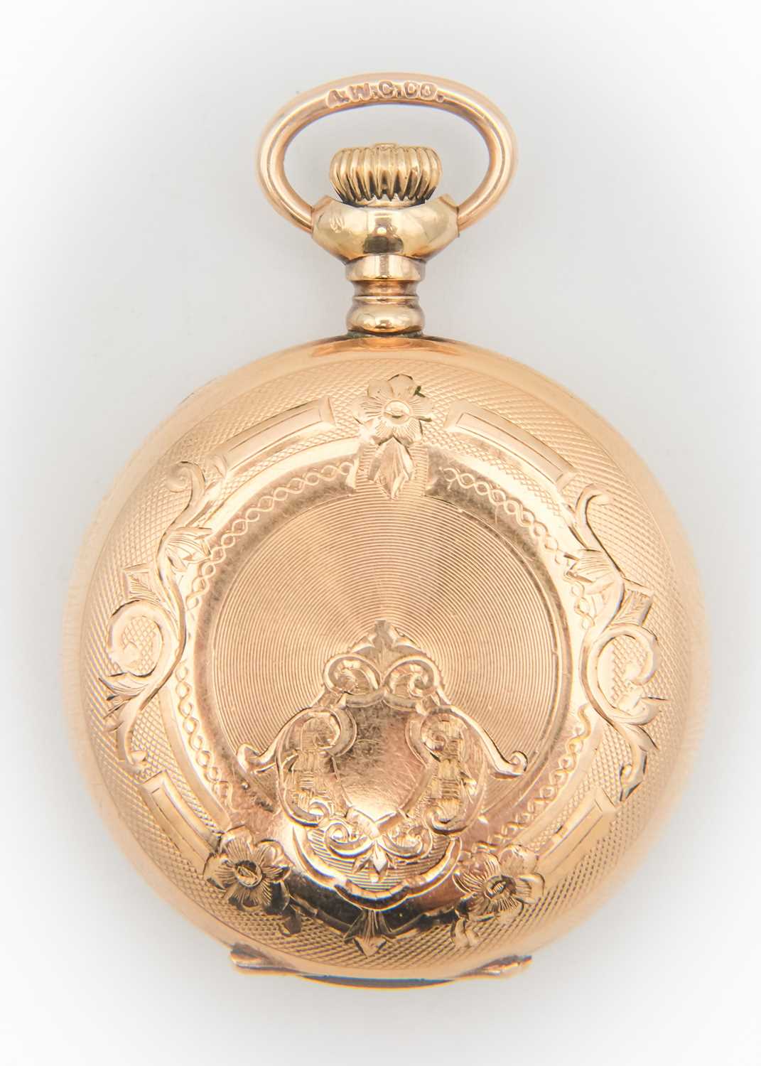 WALTHAM - A rose gold plated full hunter crown wind fob pocket watch. - Image 5 of 6