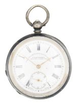 A silver cased key wind lever pocket watch.