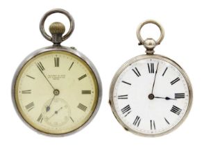 Two silver-cased pocket watches.