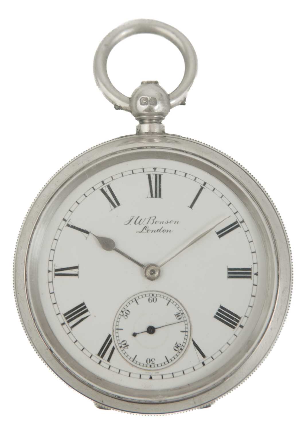 J. W. BENSON - 'THE LUDGATE', a silver cased key wind lever pocket watch. - Image 5 of 8
