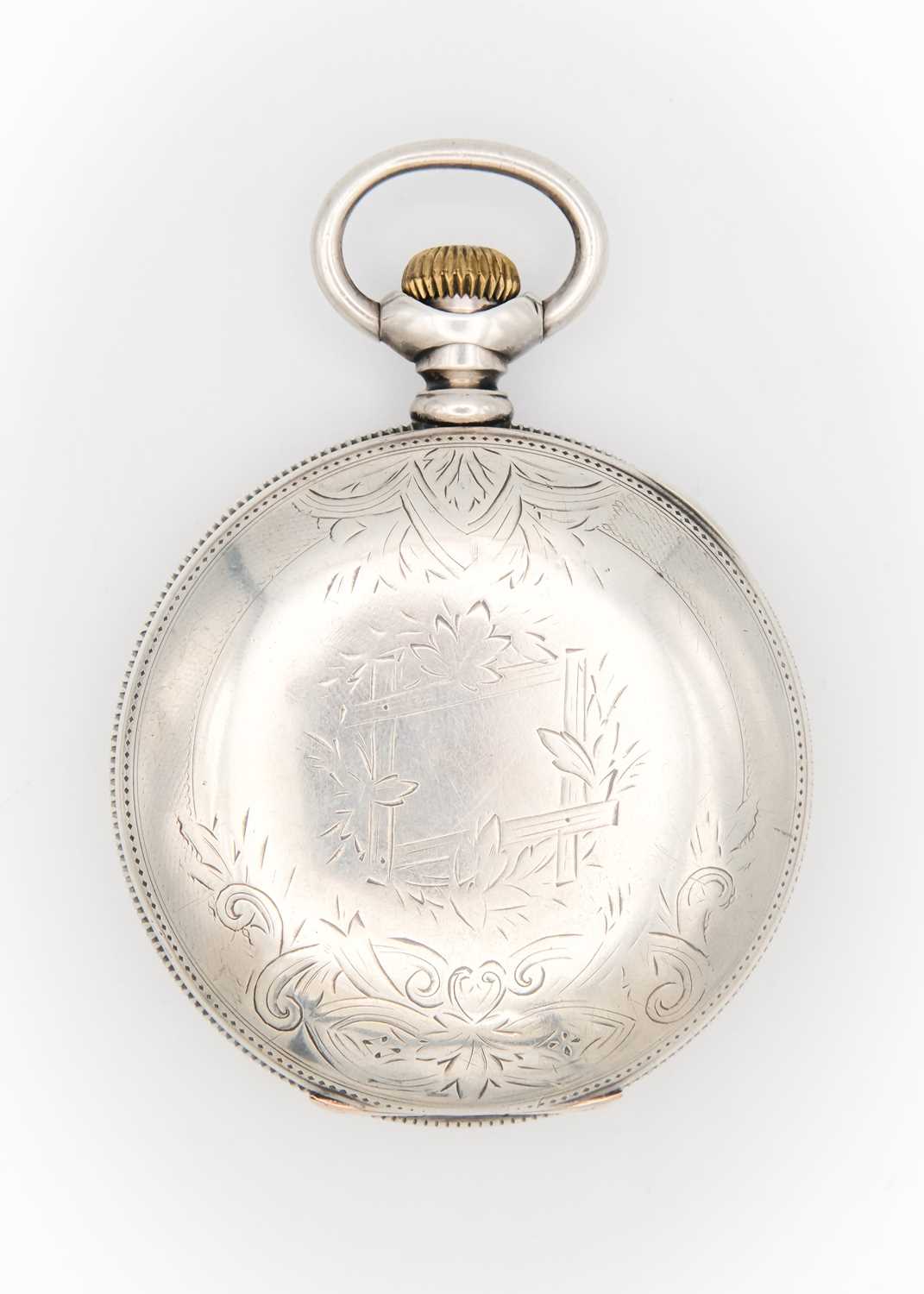 ELGIN - A large silver cased crown wind lever pocket watch. - Image 5 of 6