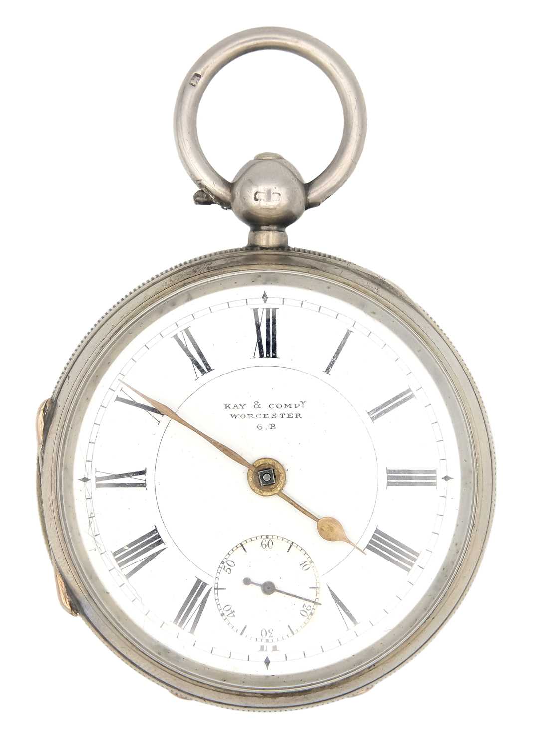 A silver key wind open face lever pocket watch.