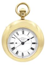 DENT - An unusual 18ct cased chronograph crown wind open face pocket watch, no. 37660.