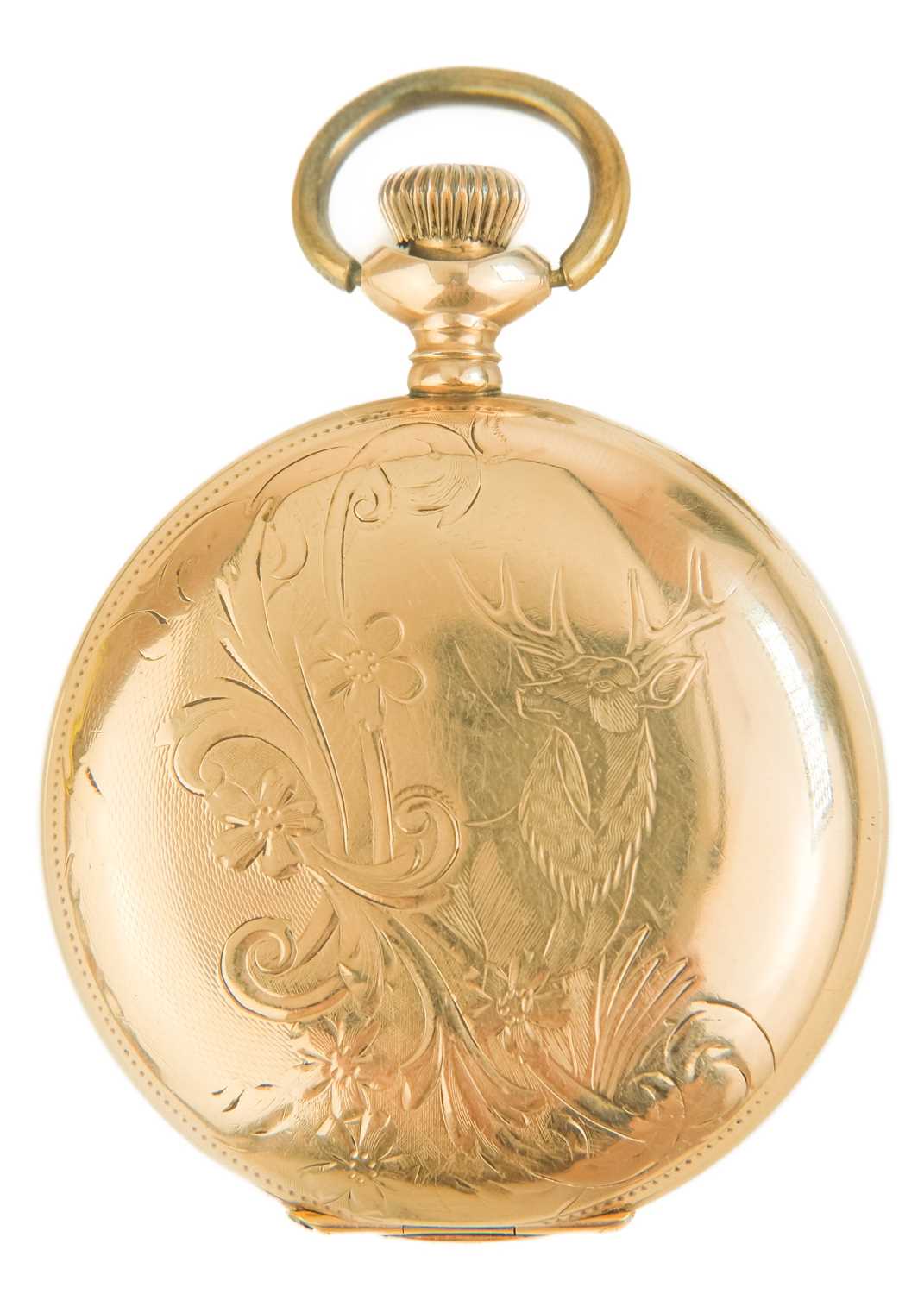 WALTHAM - A rose gold plated full hunter crown wind lever pocket watch. - Image 2 of 6