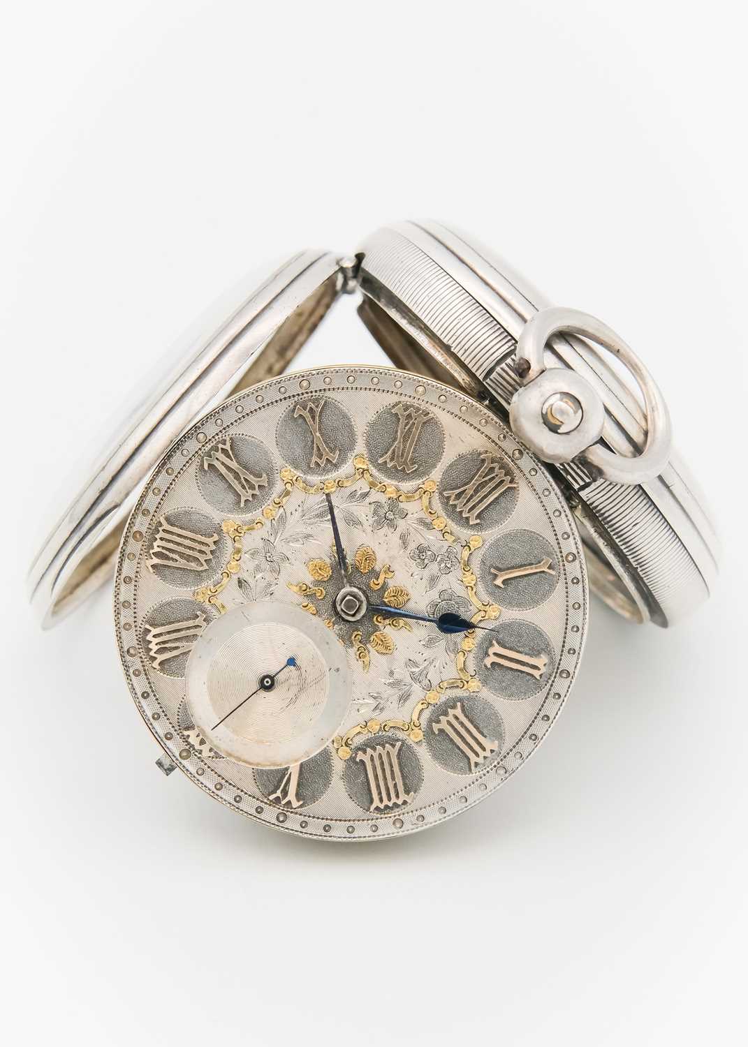 A silver cased key wind fusee lever open face pocket watch. - Image 4 of 4