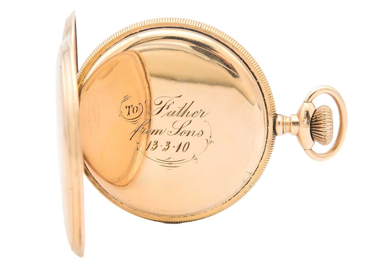 WALTHAM - A rose gold plated full hunter crown wind lever pocket watch. - Image 4 of 7