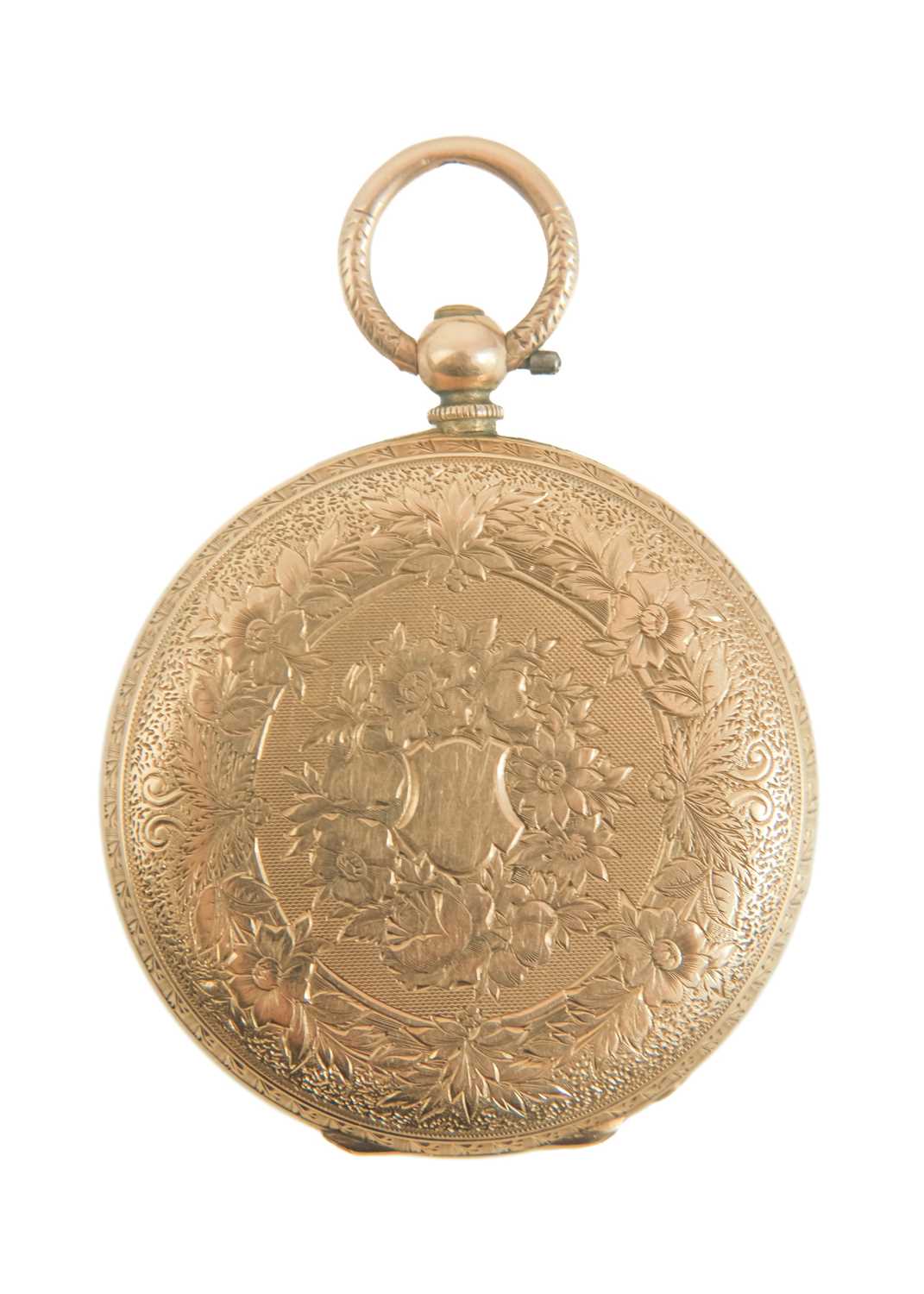 A 14ct cased key wind lady's fob Swiss cylinder pocket watch. - Image 4 of 8