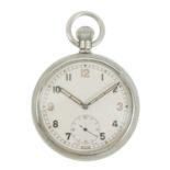 A British Military Army issue nickel cased lever pocket watch.