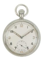 A British Military Army issue nickel cased lever pocket watch.