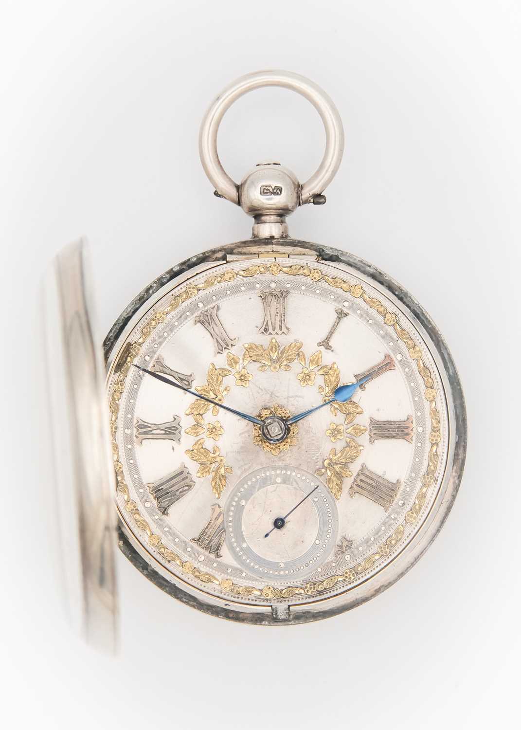 A silver cased key wind fusee lever open face pocket watch. - Image 7 of 7