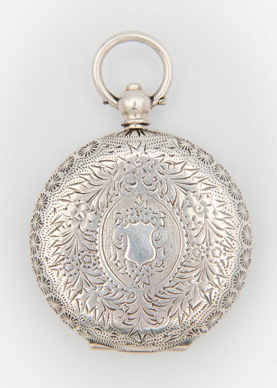 A 935 silver cased key wind fob Swiss cylinder pocket watch and silver fancy Albert. - Image 5 of 5