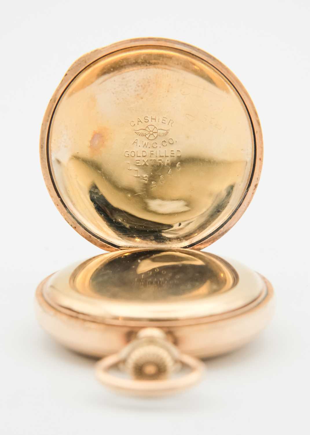 WALTHAM - A rose gold plated full hunter crown wind fob pocket watch. - Image 2 of 6