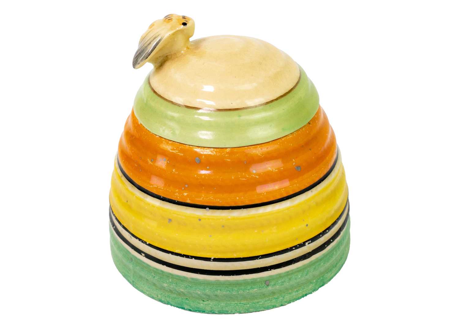 A Clarice Cliff banded beehive honey pot and cover. - Image 4 of 6