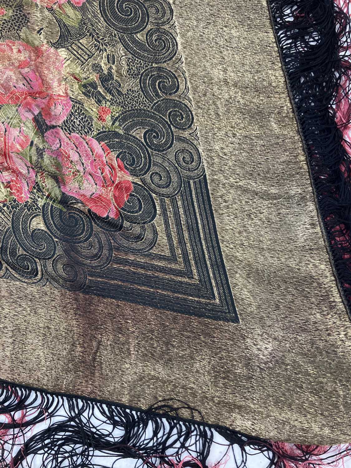 A Chinese silk piano shawl. - Image 8 of 8