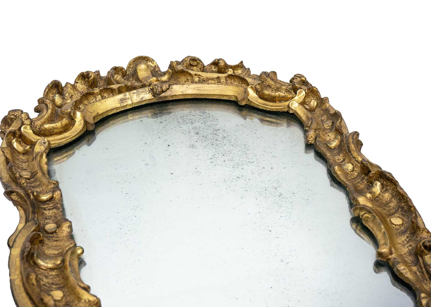 An 18th century baroque wood carved gesso gilt mirror. - Image 3 of 4