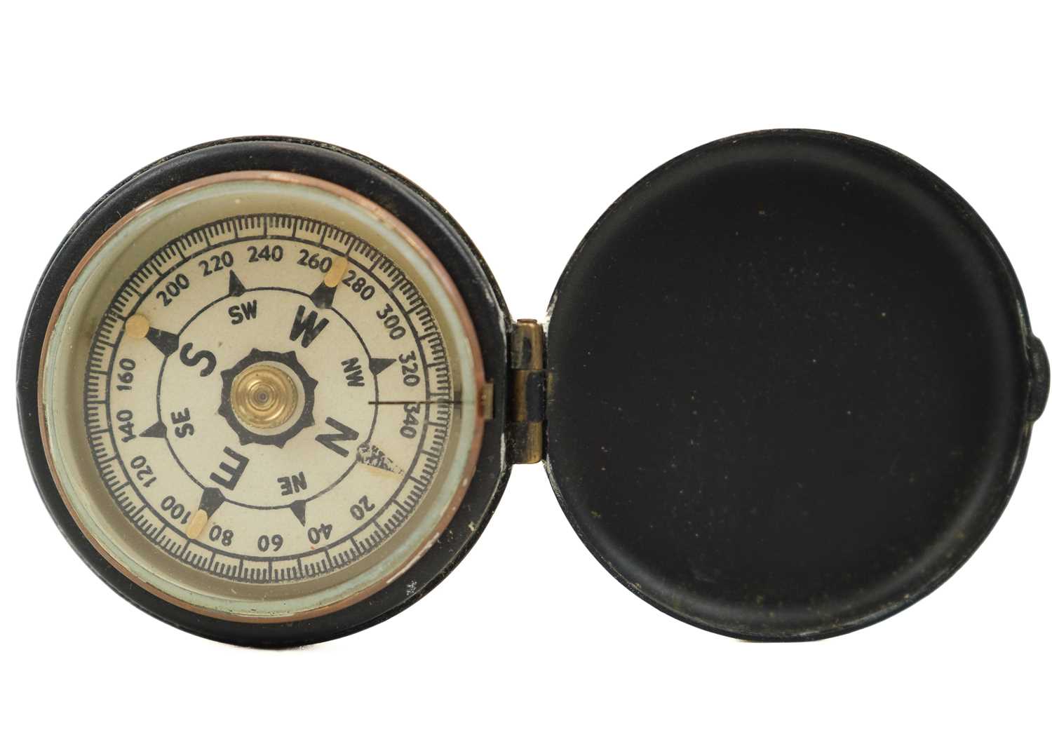 An early 20th century brass compass with mother of pearl dial. - Image 2 of 7