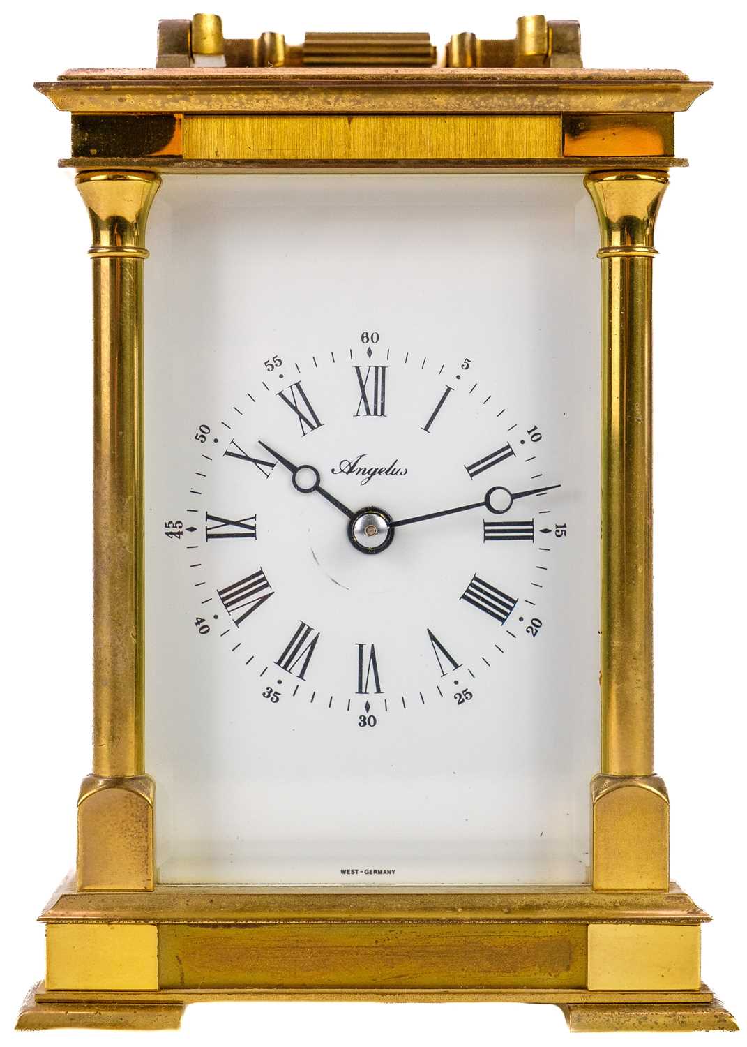 An Angelus brass carriage clock.