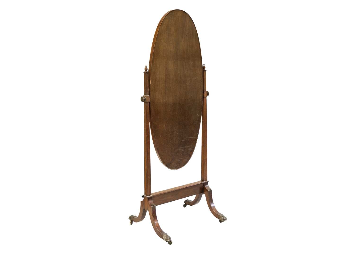 An Edwardian mahogany oval cheval mirror. - Image 2 of 2