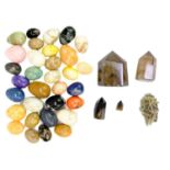 A collection of egg-shaped minerals.