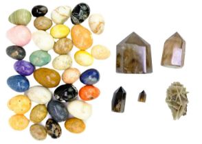 A collection of egg-shaped minerals.