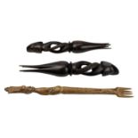 A pair of Fijian cannibal forks.