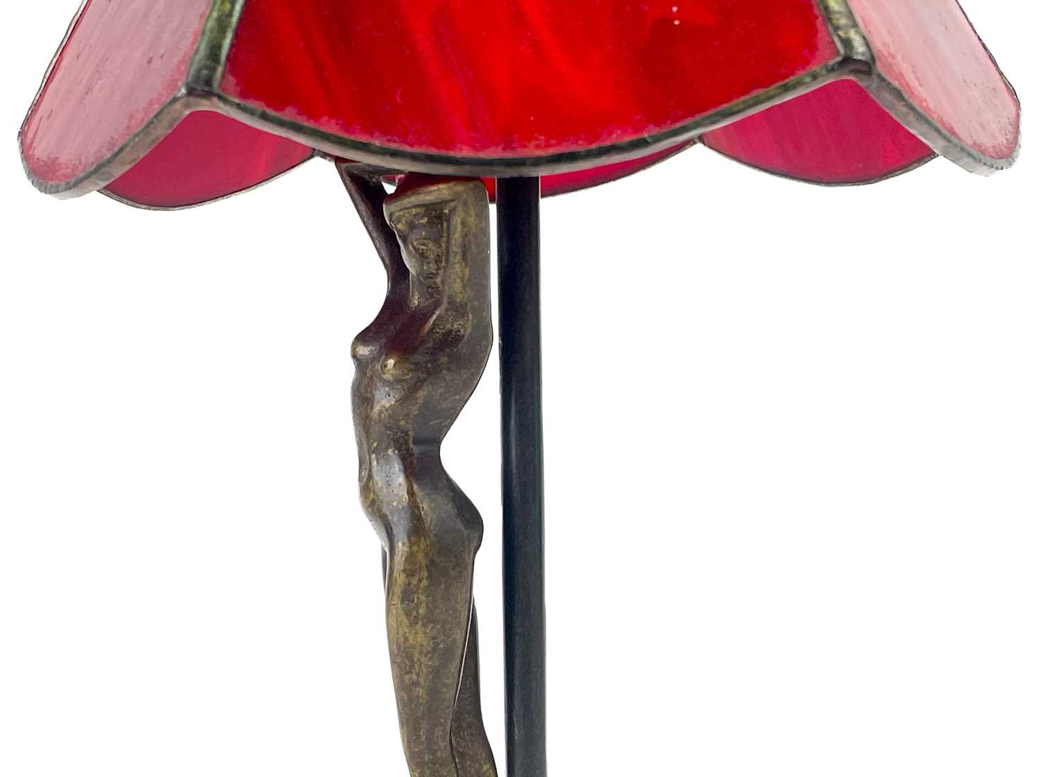 A bronzed metal figural table lamp base after Moreau, modelled with a female nude. - Image 4 of 8