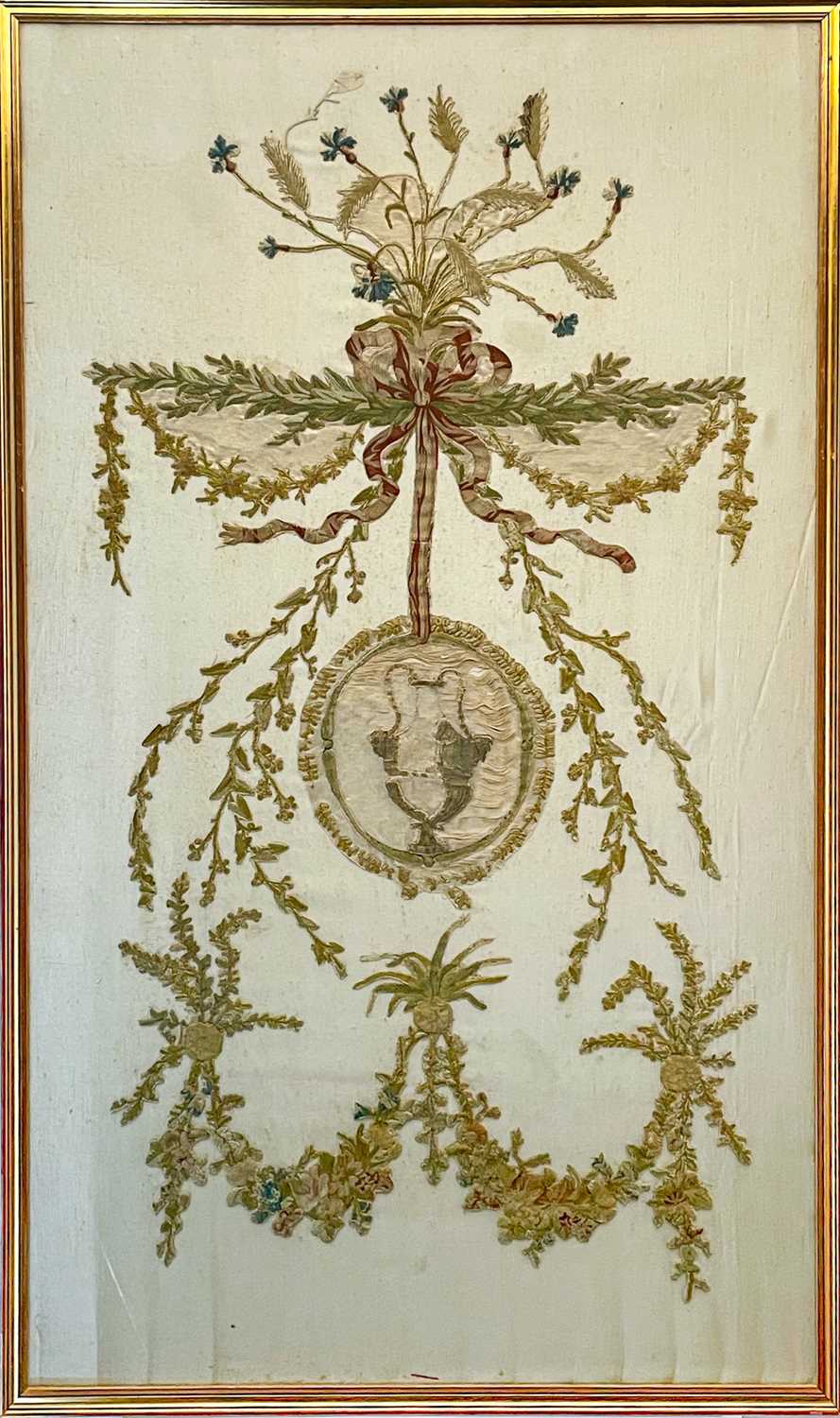 A late George III silk work panel.