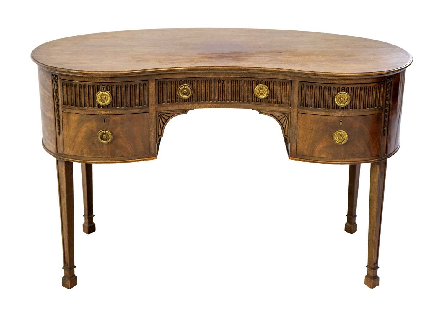 A George III style mahogany kidney shaped desk. - Image 4 of 5