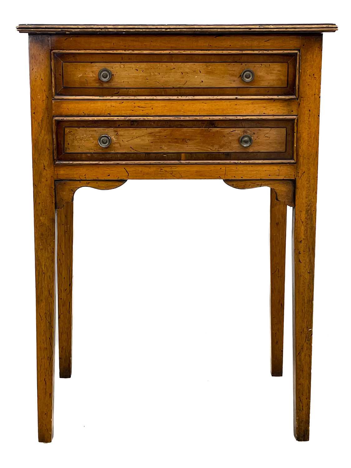 A pair of Georgian style yew veneered bedside tables. - Image 2 of 8