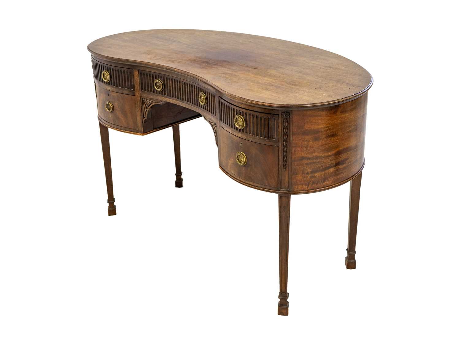 A George III style mahogany kidney shaped desk. - Image 2 of 5