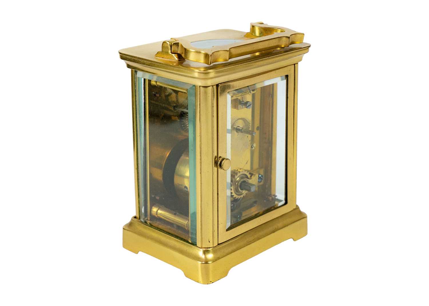 A French brass cased carriage timepiece. - Image 2 of 5