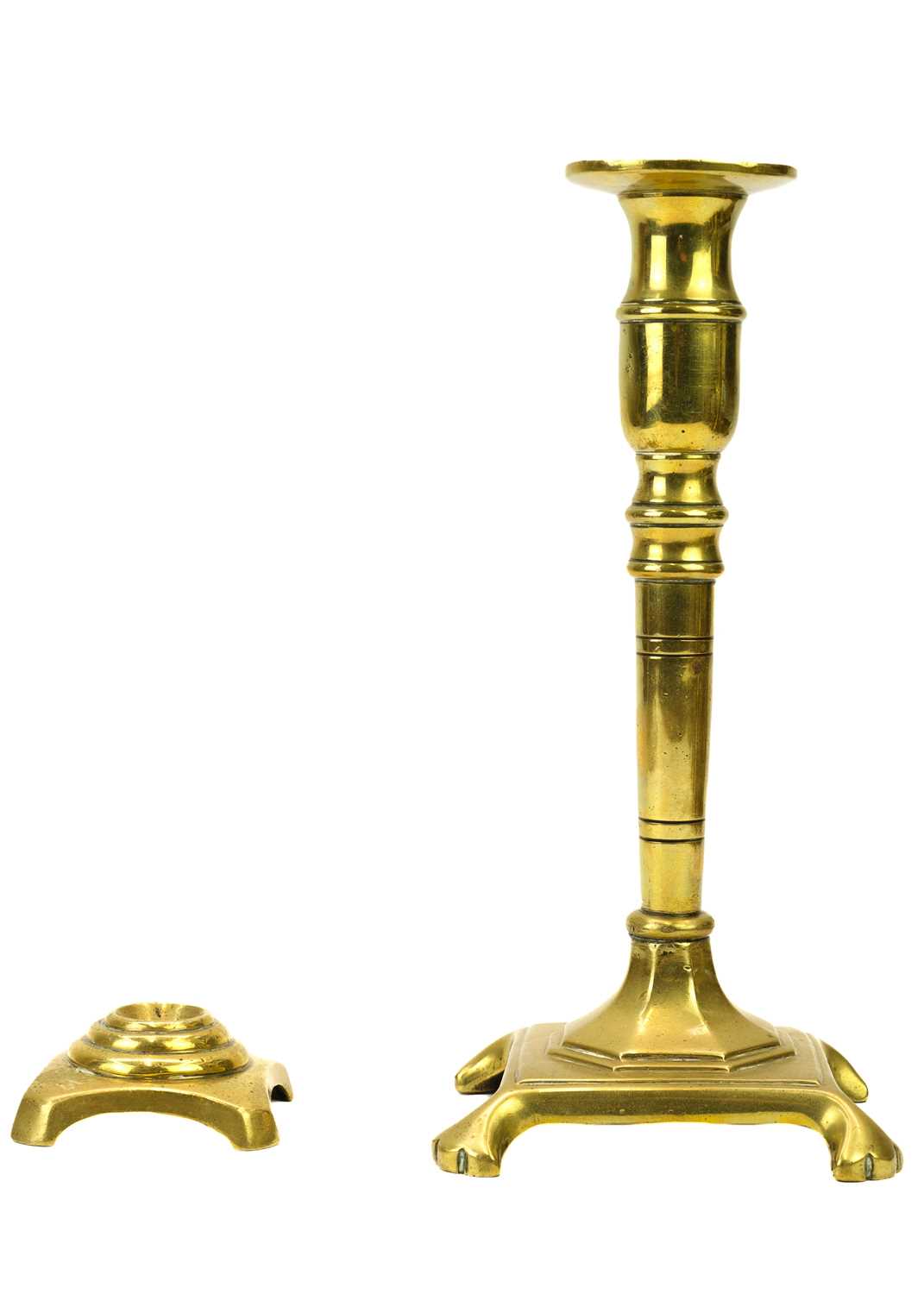 A pair of European hexagonal brass candlesticks. - Image 2 of 15