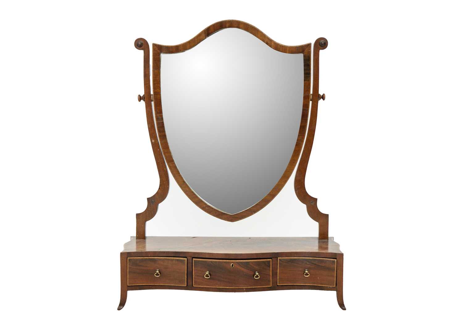 A late George III mahogany dressing table mirror.