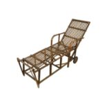 A bentwood and rattan lounger.