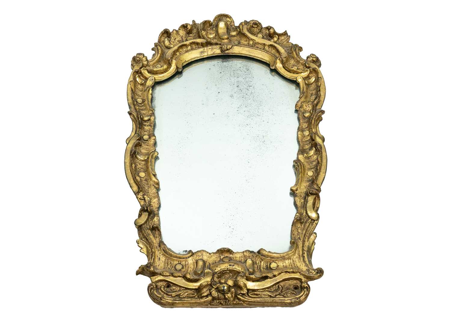 An 18th century baroque wood carved gesso gilt mirror. - Image 4 of 4