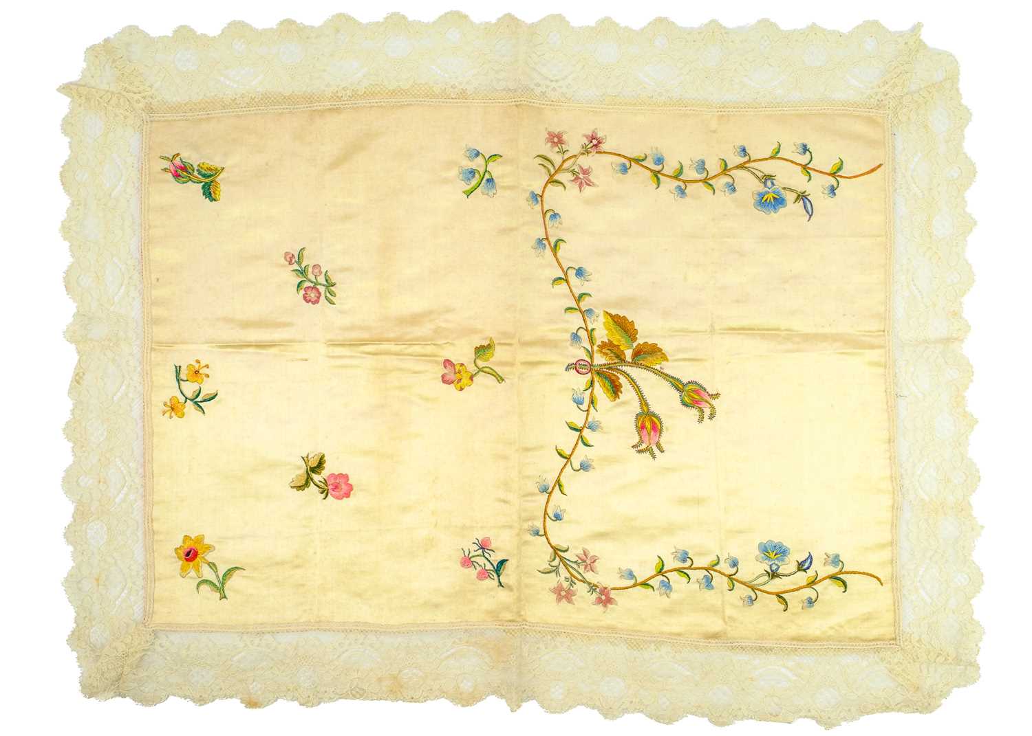 An early 19th century embroidered silk panel.