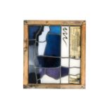 A contemporary abstract stained glass panel.