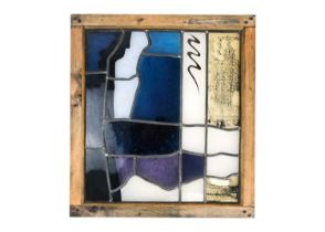 A contemporary abstract stained glass panel.