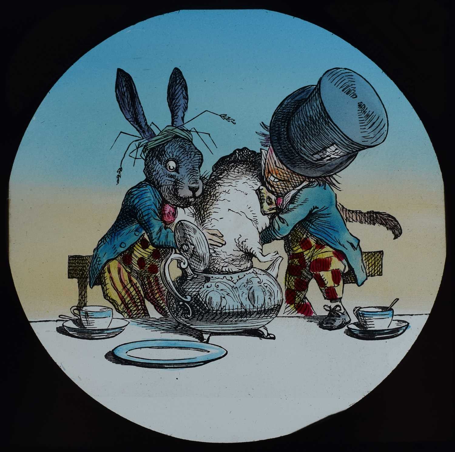 Magic lantern slides, Alice in Wonderland A complete set of 42 illustrations by Tenniel, of Lewis - Image 38 of 55