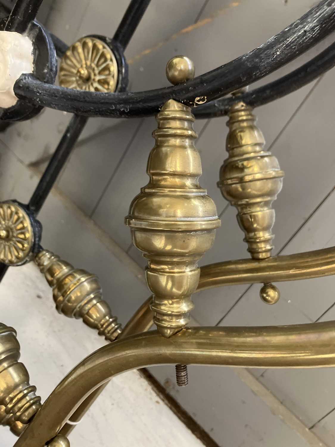 A late Victorian brass and iron double bedstead. - Image 6 of 6