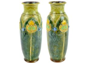 A pair of Royal Doulton stoneware vases.