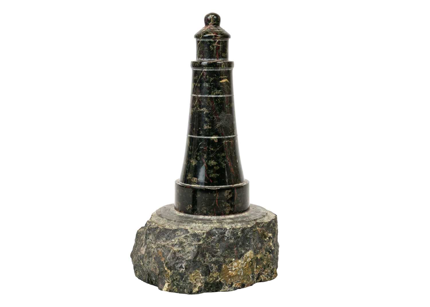 A Cornish serpentine turned model of a lighthouse. - Image 4 of 6
