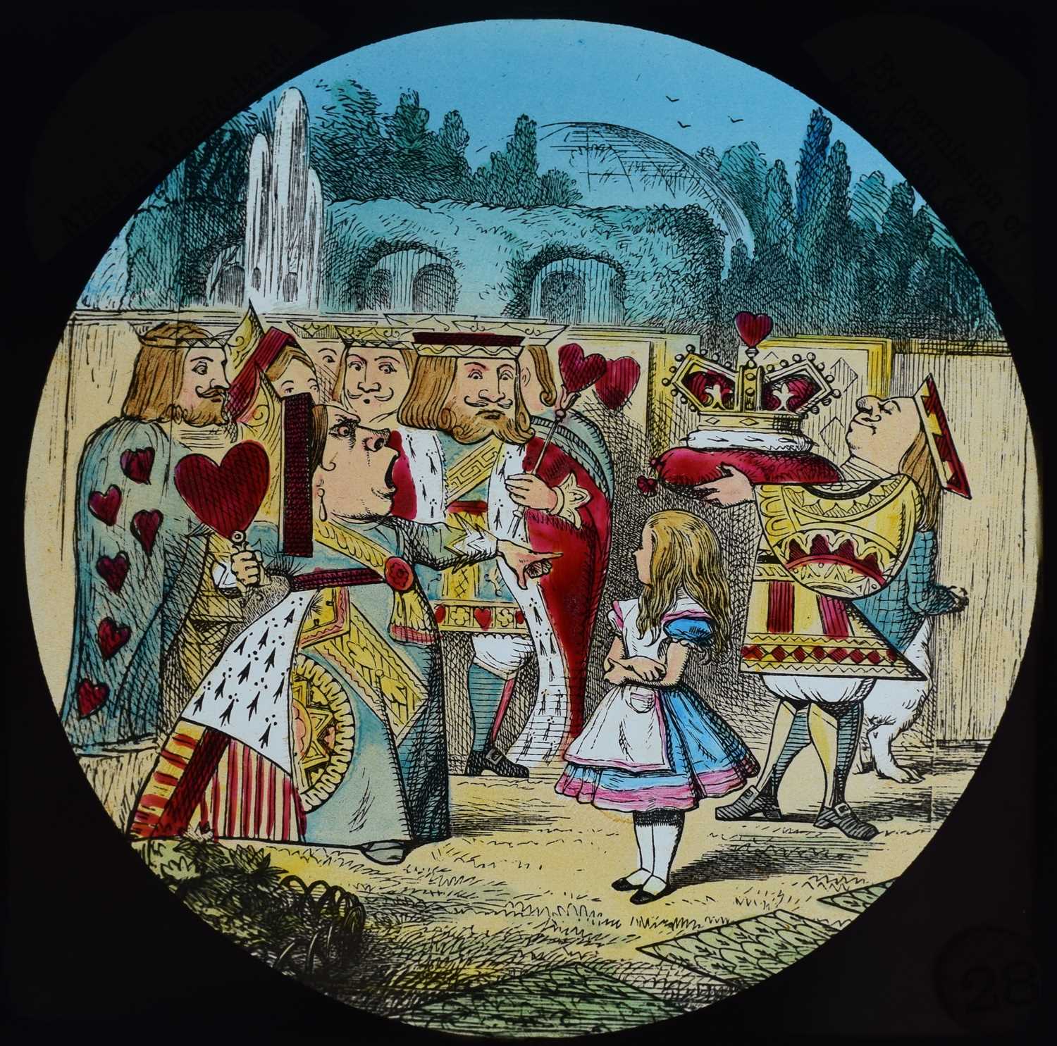 Magic lantern slides, Alice in Wonderland A complete set of 42 illustrations by Tenniel, of Lewis - Image 40 of 55