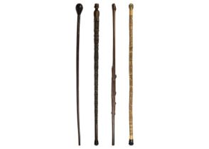 A collection of four various canes.