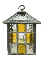 A small stained glass hanging lantern.