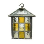 A small stained glass hanging lantern.